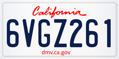 CA license plate 6VGZ261