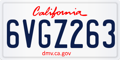 CA license plate 6VGZ263