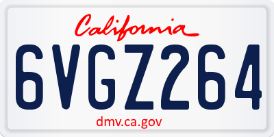 CA license plate 6VGZ264