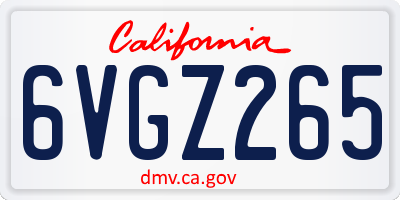 CA license plate 6VGZ265