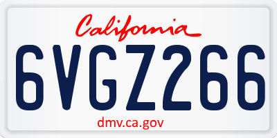 CA license plate 6VGZ266