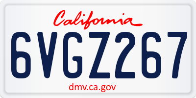 CA license plate 6VGZ267