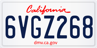 CA license plate 6VGZ268