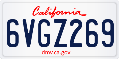 CA license plate 6VGZ269