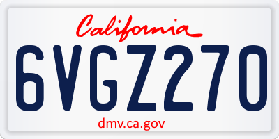 CA license plate 6VGZ270