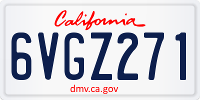 CA license plate 6VGZ271
