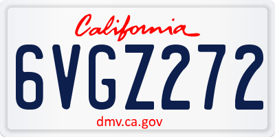 CA license plate 6VGZ272