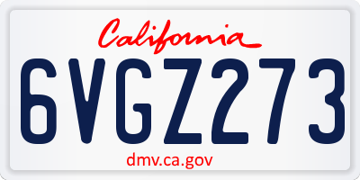 CA license plate 6VGZ273