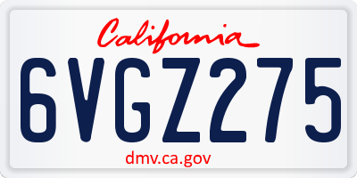 CA license plate 6VGZ275