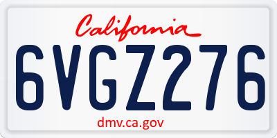CA license plate 6VGZ276