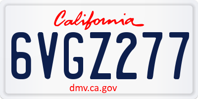 CA license plate 6VGZ277
