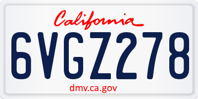 CA license plate 6VGZ278