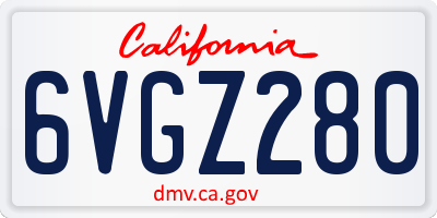 CA license plate 6VGZ280