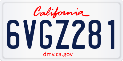 CA license plate 6VGZ281