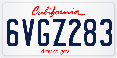 CA license plate 6VGZ283