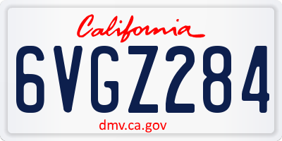 CA license plate 6VGZ284