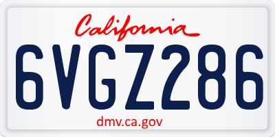 CA license plate 6VGZ286