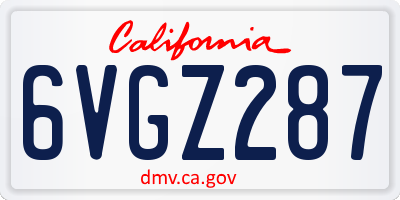 CA license plate 6VGZ287