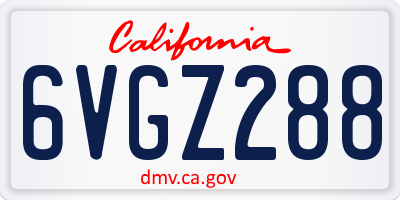 CA license plate 6VGZ288