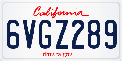 CA license plate 6VGZ289