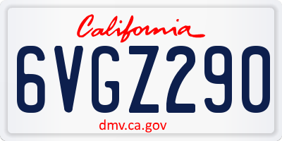 CA license plate 6VGZ290