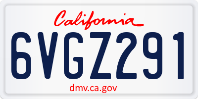 CA license plate 6VGZ291