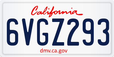 CA license plate 6VGZ293