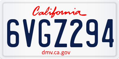 CA license plate 6VGZ294