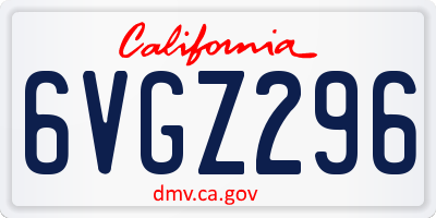 CA license plate 6VGZ296