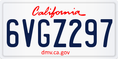 CA license plate 6VGZ297