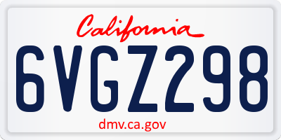 CA license plate 6VGZ298