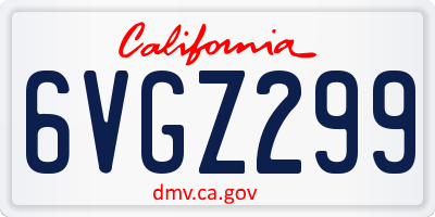 CA license plate 6VGZ299