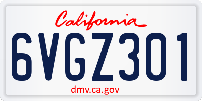 CA license plate 6VGZ301
