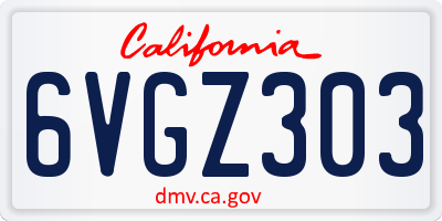 CA license plate 6VGZ303