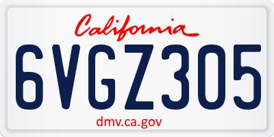 CA license plate 6VGZ305