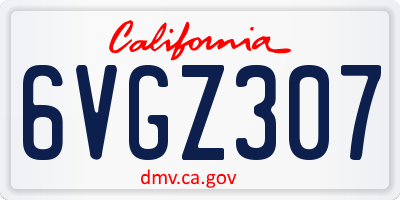 CA license plate 6VGZ307