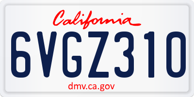 CA license plate 6VGZ310