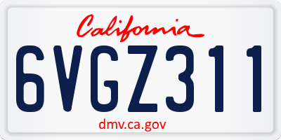 CA license plate 6VGZ311