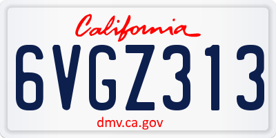 CA license plate 6VGZ313