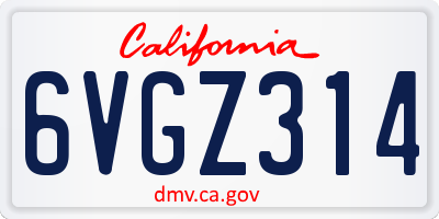 CA license plate 6VGZ314