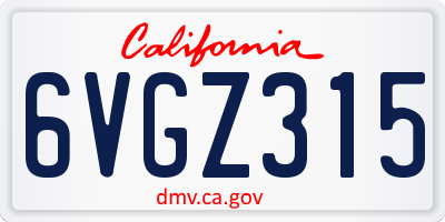 CA license plate 6VGZ315