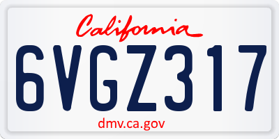 CA license plate 6VGZ317