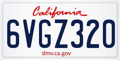 CA license plate 6VGZ320