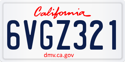 CA license plate 6VGZ321