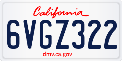 CA license plate 6VGZ322