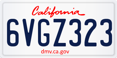 CA license plate 6VGZ323