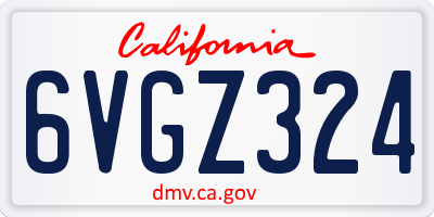 CA license plate 6VGZ324