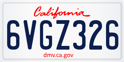 CA license plate 6VGZ326