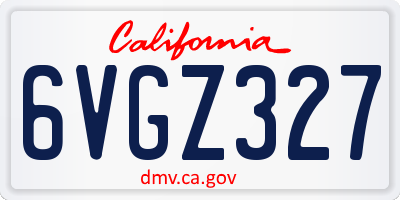 CA license plate 6VGZ327