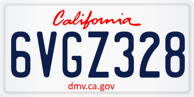 CA license plate 6VGZ328